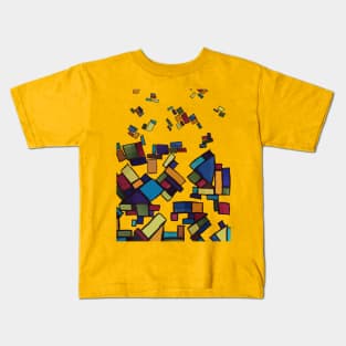 Abstract blocks illustrated to seem like they are falling down to the ground. Kids T-Shirt